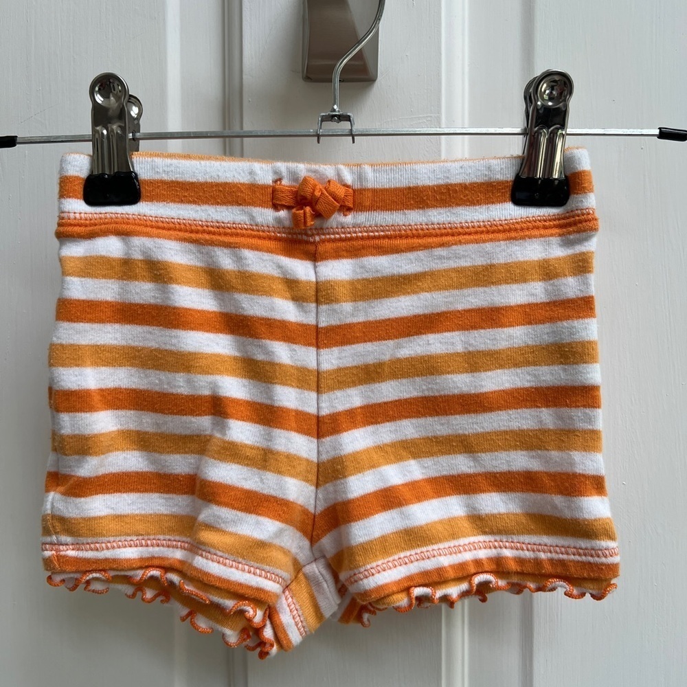 The Children’s Place 18M White and Orange Stripe Stretch Girl’s Shorts